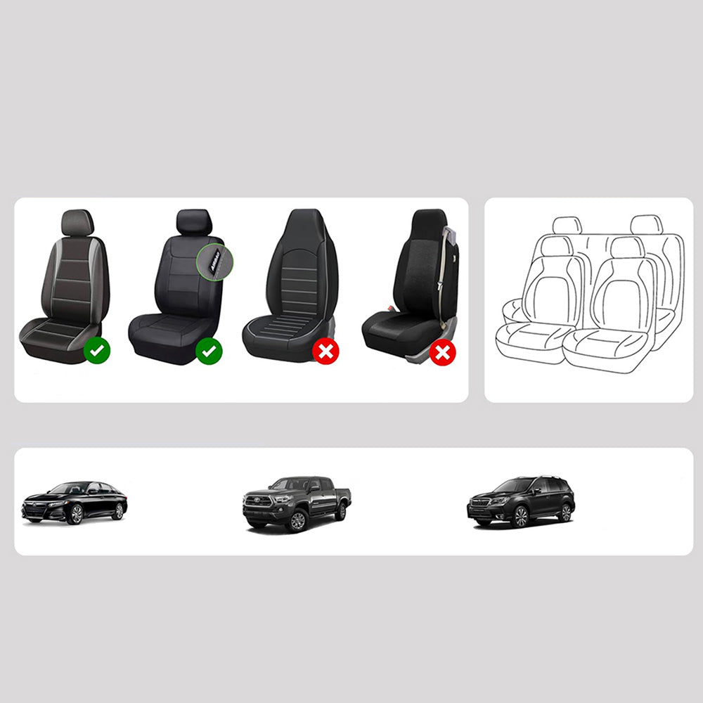 AmanCarport Car Seat Covers Faux Leather 5-Piece Set - Universal Fit for SUV, Truck, Sedan & Most Vehicles