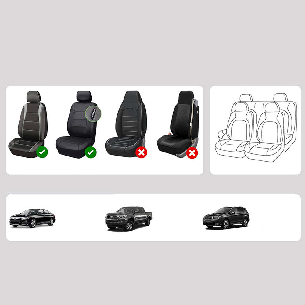 AmanCarport Car Seat Covers Faux Leather 5-Piece Set - Universal Fit for SUV, Truck, Sedan & Most Vehicles