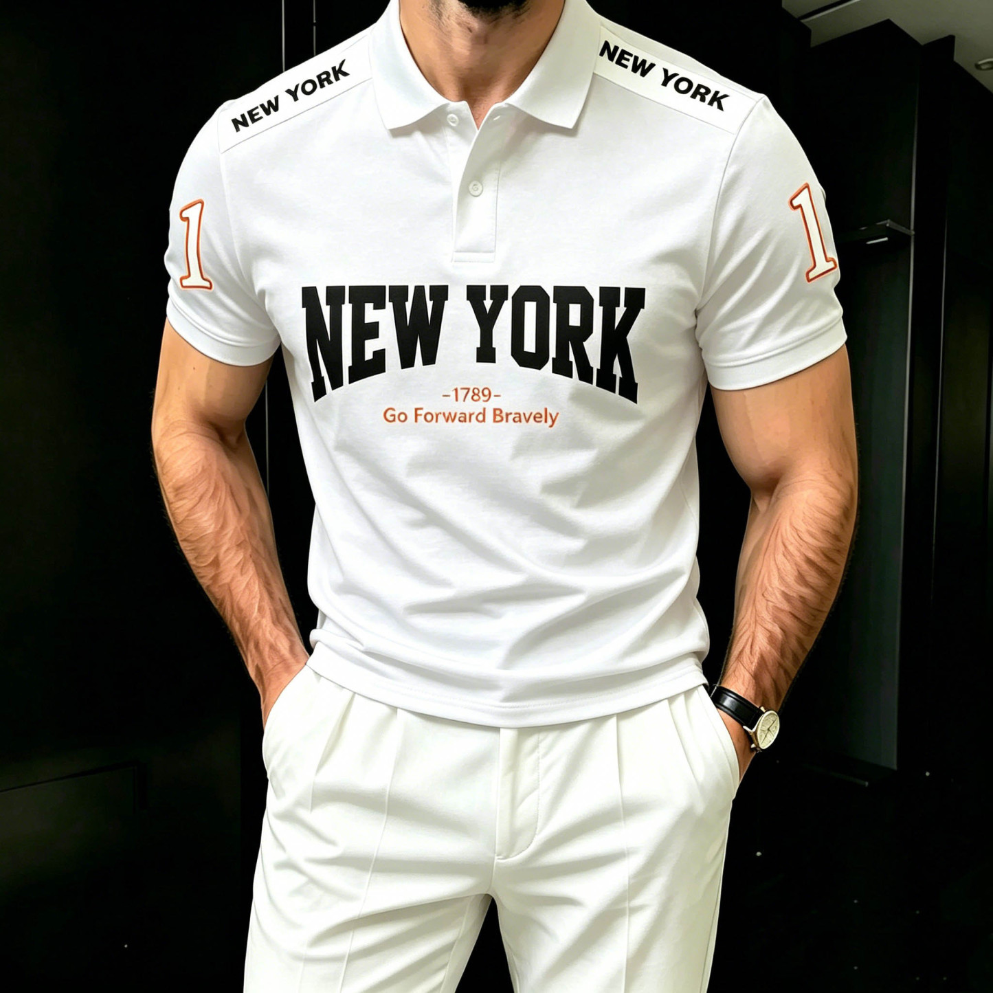 Men's Casual Color Matching Short Sleeves Polo Shirt