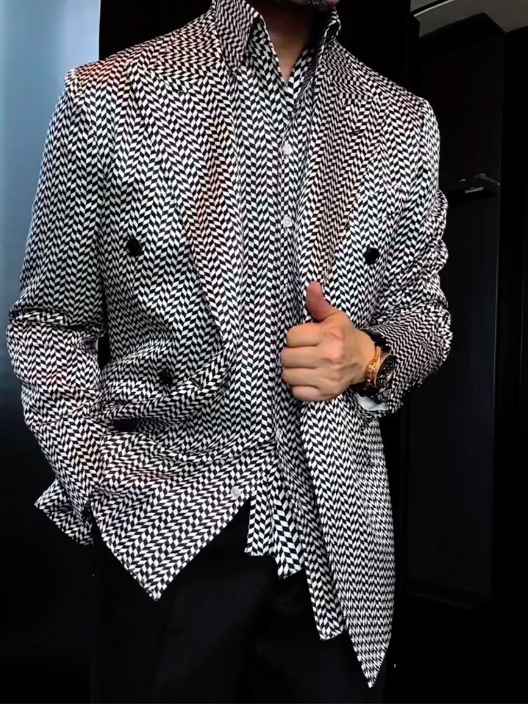 Men's Geometric Printed Long Sleeves Blazer