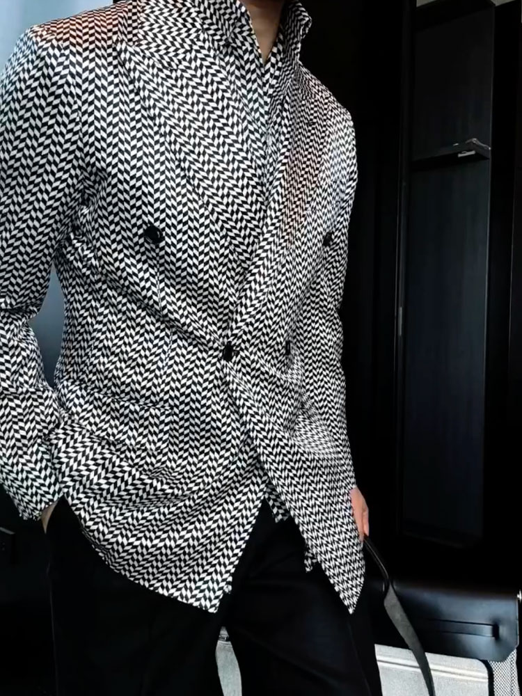 Men's Geometric Printed Long Sleeves Blazer