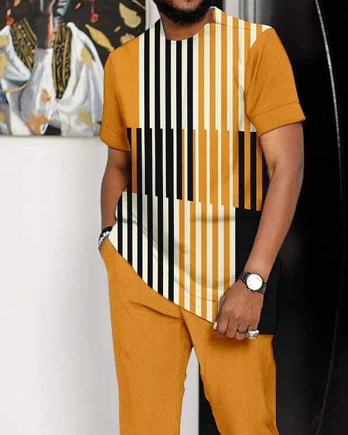 Suitmens Men's Simple Short Sleeve Sports Walking Suit -242