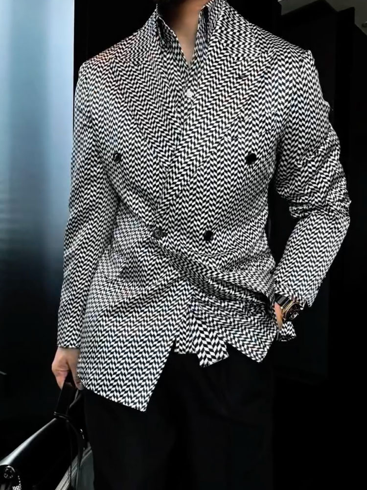 Men's Geometric Printed Long Sleeves Blazer
