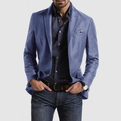 Men's Commuter Casual Solid Color Tops Double Button Coat Blazer