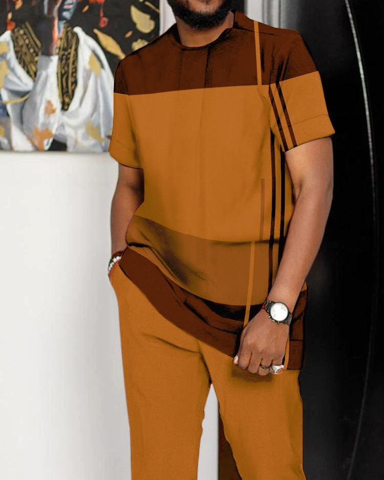 Suitmen Men's Colorblock Short Sleeve Walking Suit 3 Colors