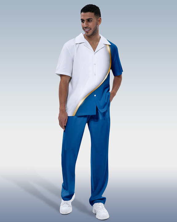 Men's Color Print Short Sleeve Walking Suit