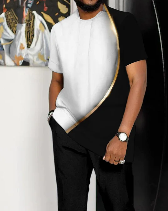 Suitmens Men's Ombre Print Short Sleeve Suit 089