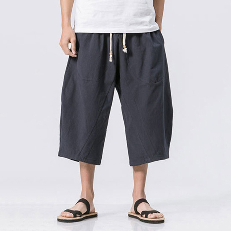 Men's Vintage Japanese Pocket Cotton Linen Casual Pants