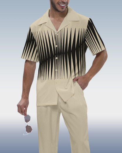 Men's Panel Print Short Sleeve Walking Suit