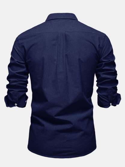 Cowboy Embroidery Cotton Button Up Shirt