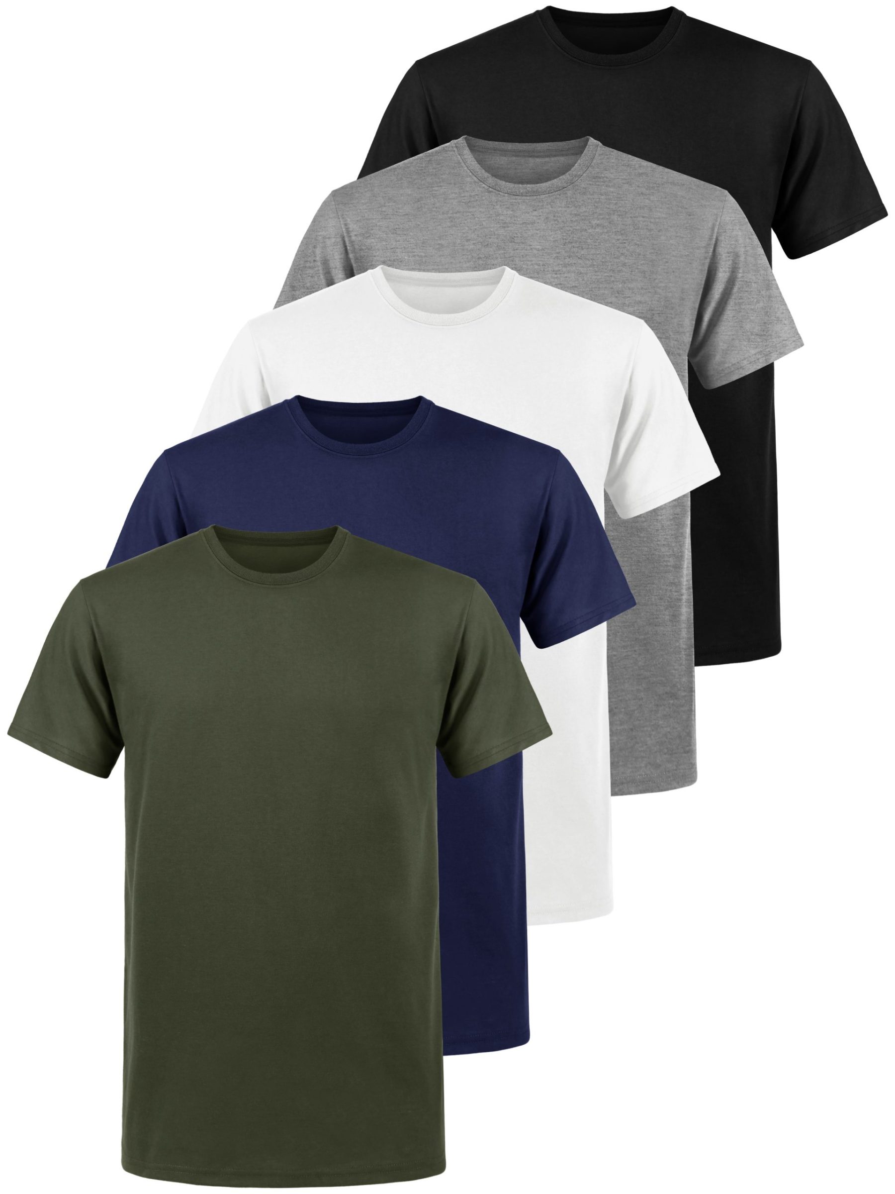 Teesmen Men’s Heavy T-Shirt Pack of 5 Plain Crew Neck Short Sleeve
