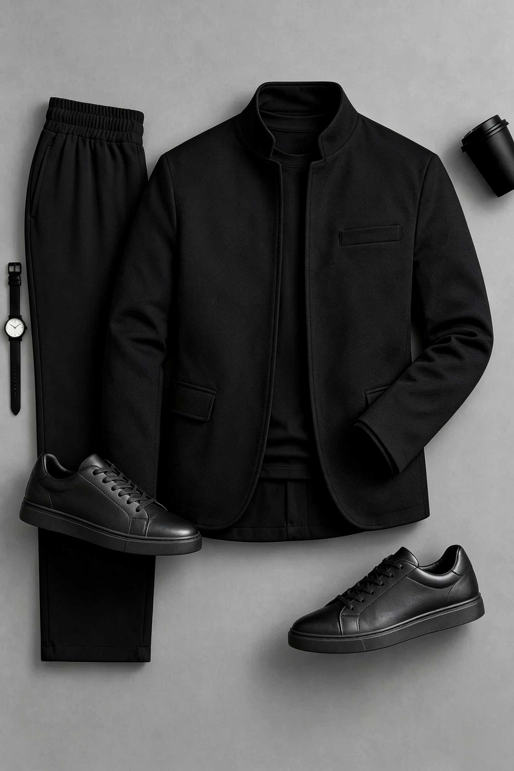 Men's Causal Velvet Jacket & Pants Two-Piece Sets-White