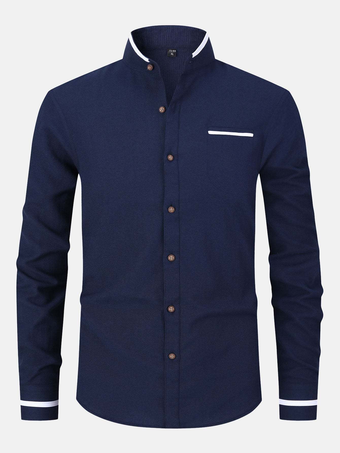 Long Sleeve Contrast Stand Collar Shirt