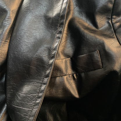 Men's Classic Vintage Slim Fit PU Leather Blazer