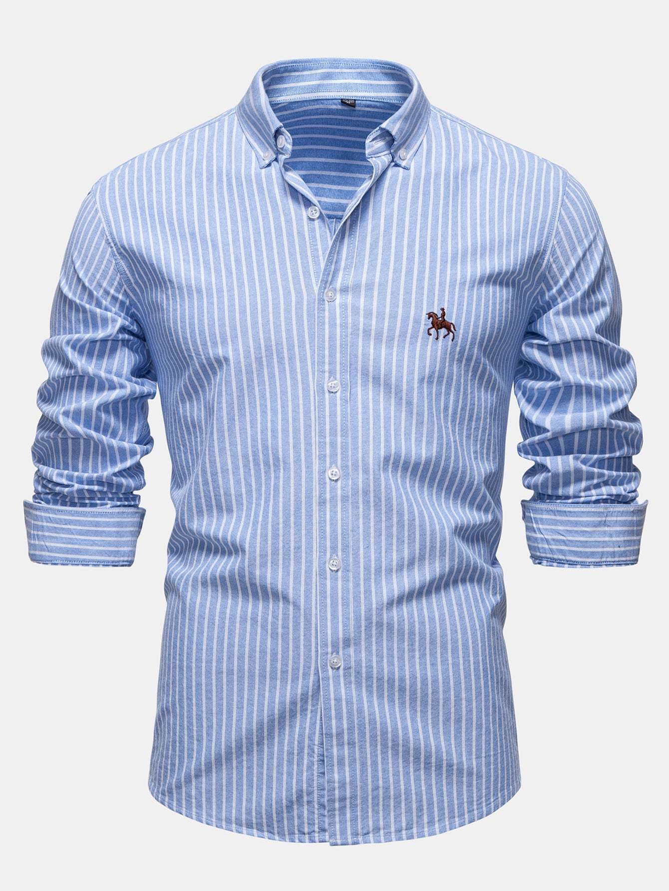 Cowboy Embroidery Cotton Stripe Shirt