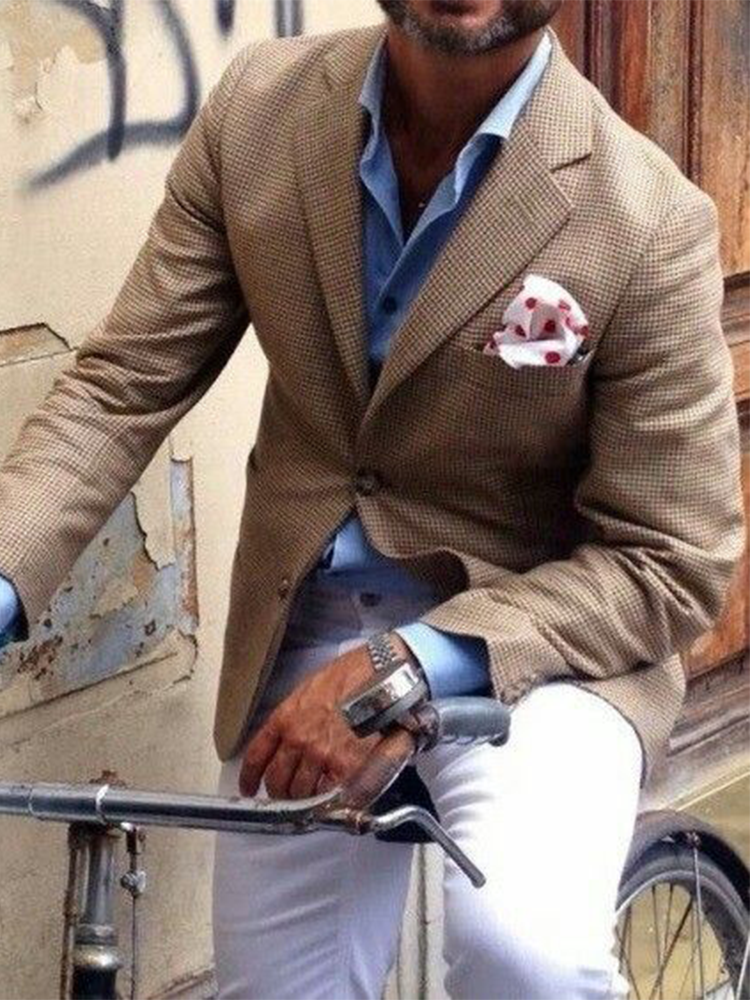 Men's Brown Multi-Check Blazer