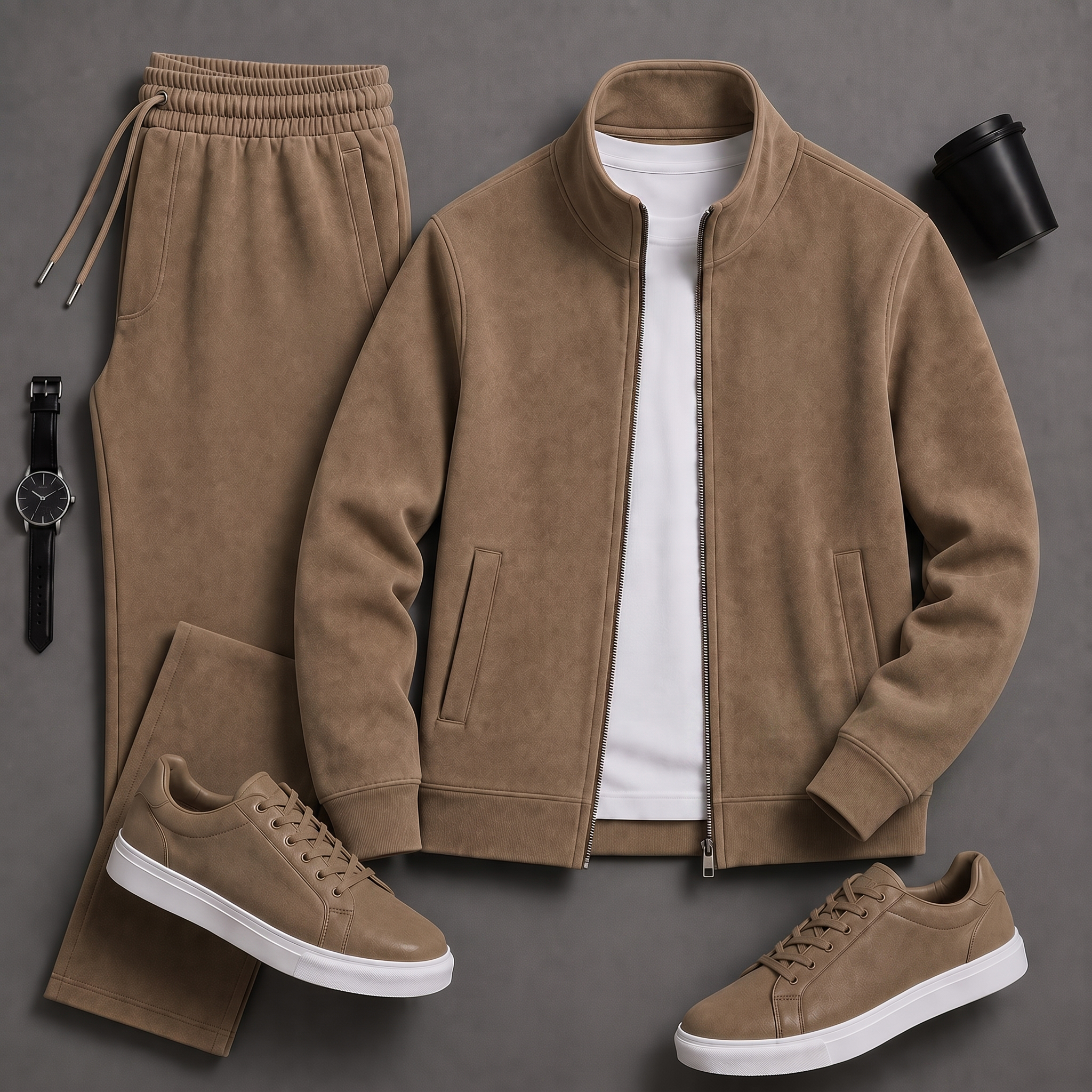 Men's Causal Stand Collar Jacket & Pants Two-Piece Sets