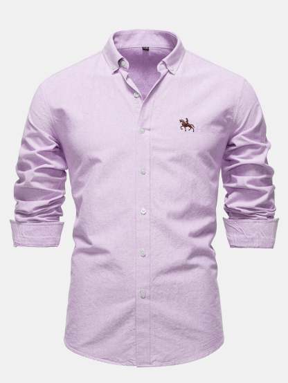 Cowboy Embroidery Cotton Button Up Shirt