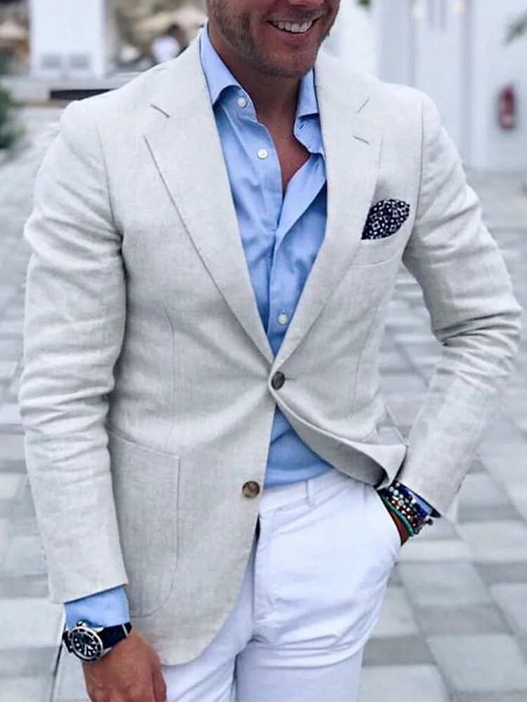 Men's White Two Pocket Blazer