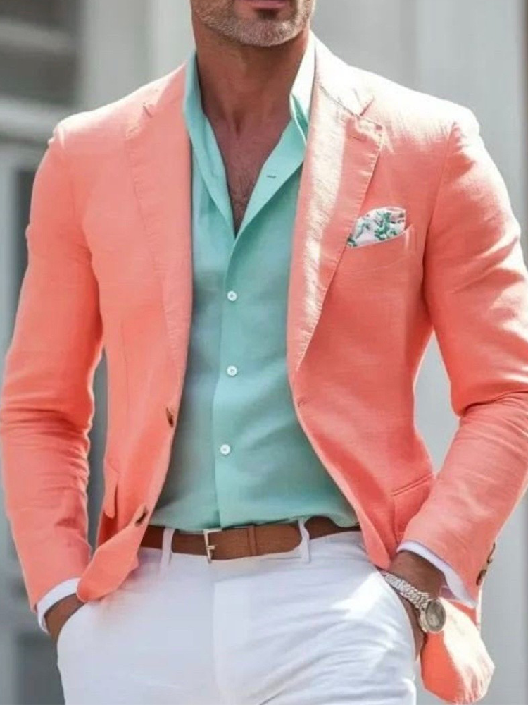 Men's Orange Pink Two Pocket Blazer