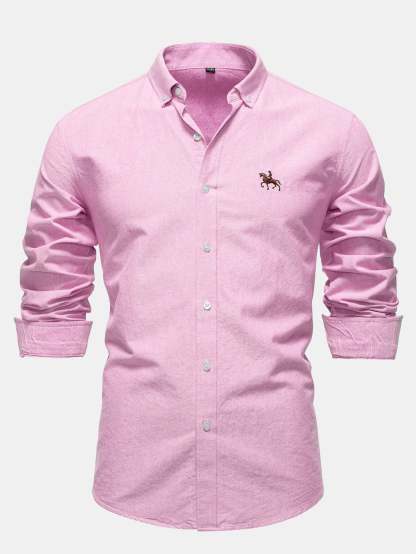 Cowboy Embroidery Cotton Button Up Shirt