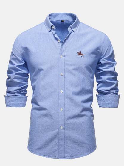 Cowboy Embroidery Cotton Button Up Shirt