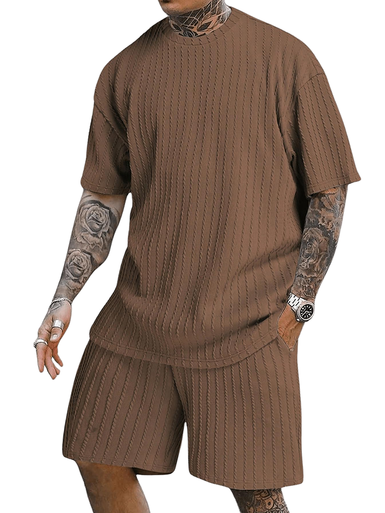 Men's casual gorgeous textured printed shorts set