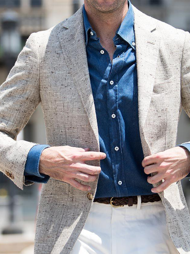 Men's White Two Pocket Blazer