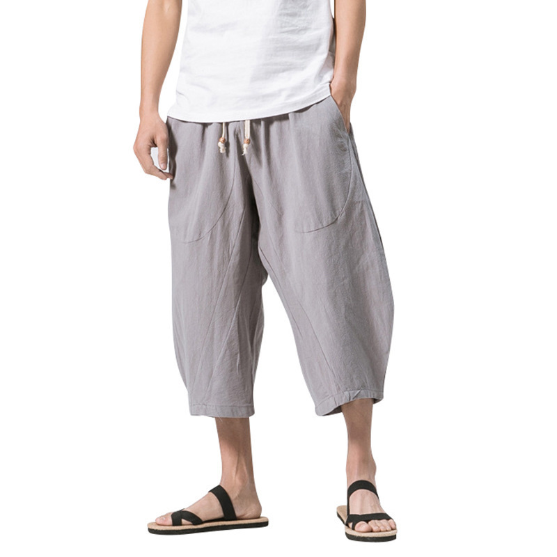 Men's Vintage Japanese Pocket Cotton Linen Casual Pants