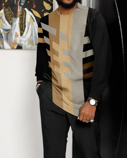 Men's Casual Color Blocking Long Sleeve Walking Suit