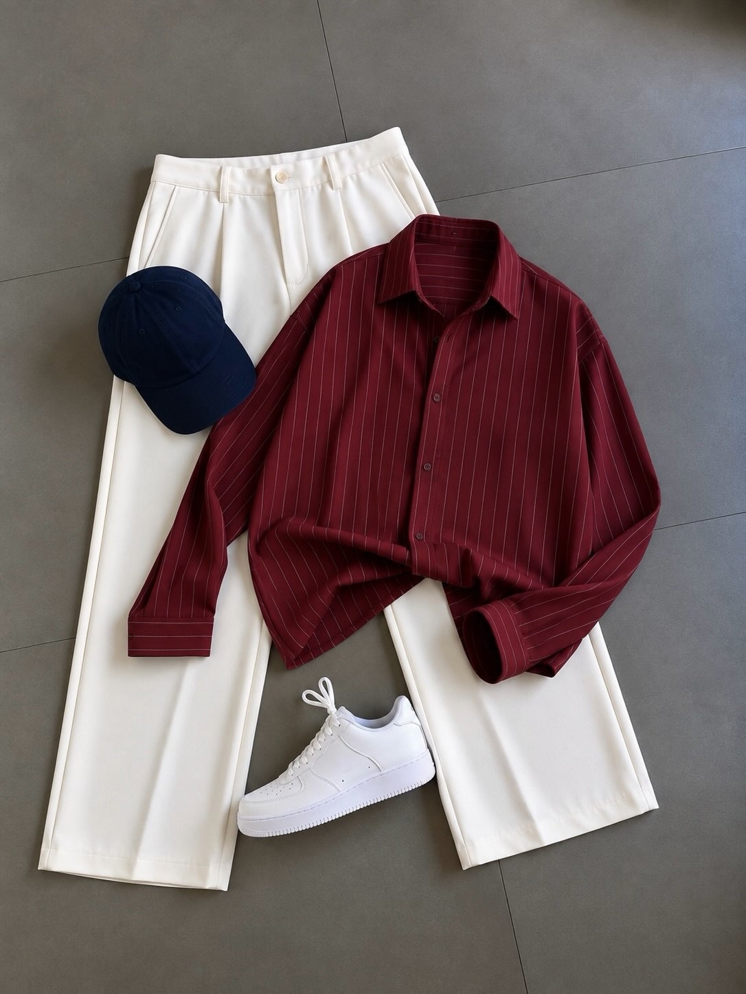 Men's Casual Striped Long Sleeve Shirt & Chino Pants 2‑Piece Matching Outfit Set, Multiple Colors Available