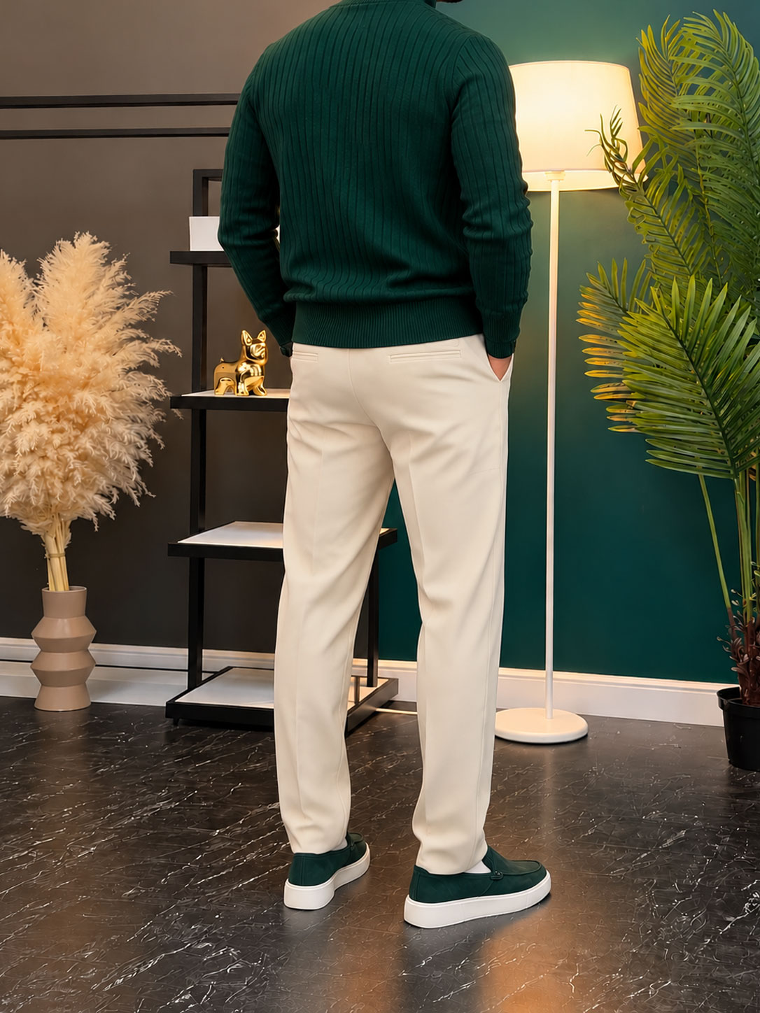 Men's Smart Casual Stand Collar Zip-Up Jacket & Pants 2-Piece Set