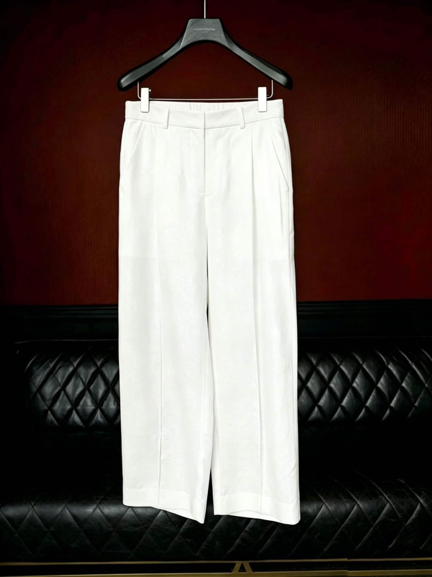 Premium Linen-Blend Mandarin Collar Suit-White