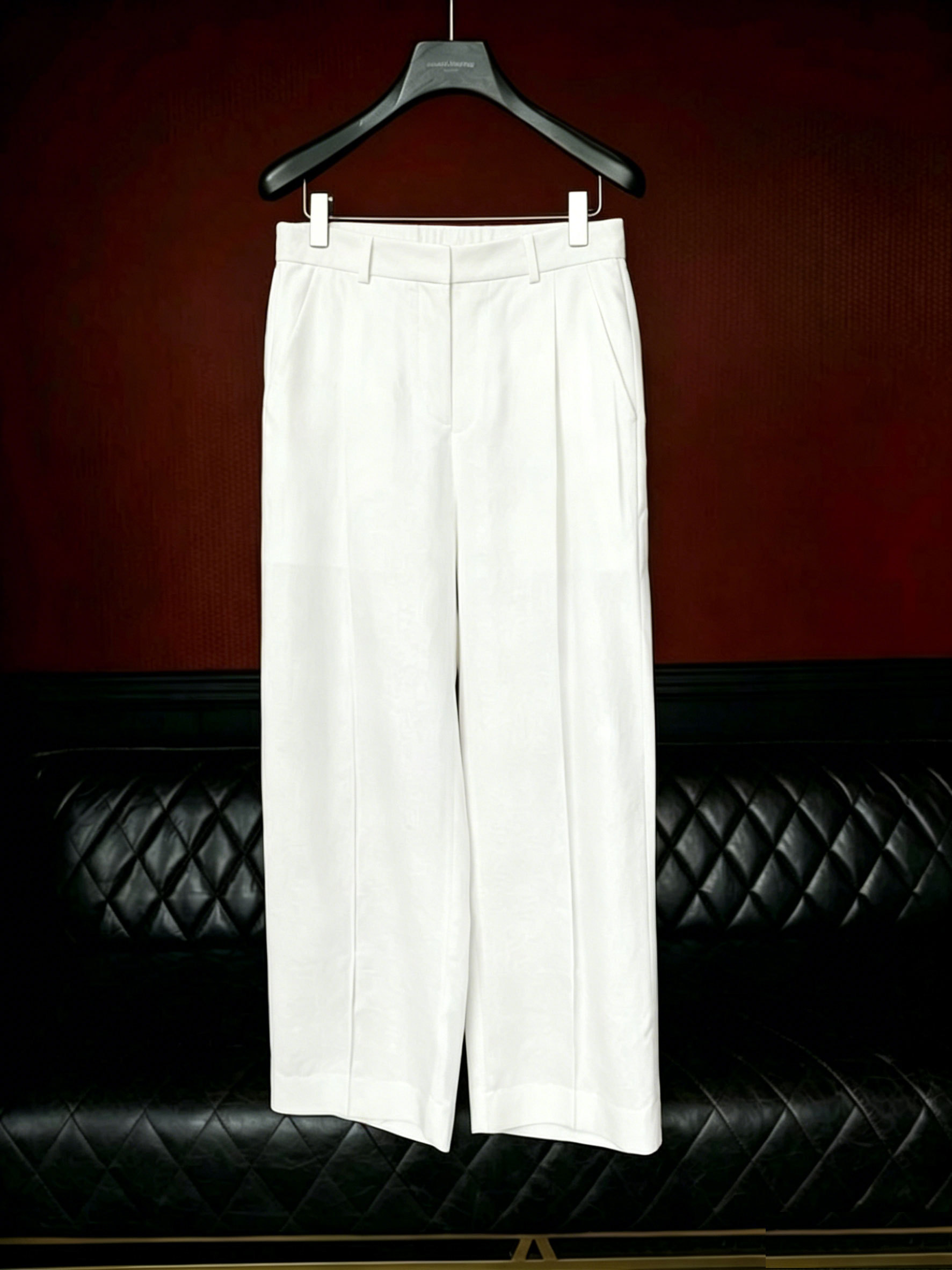 Premium Linen-Blend Mandarin Collar Suit-White