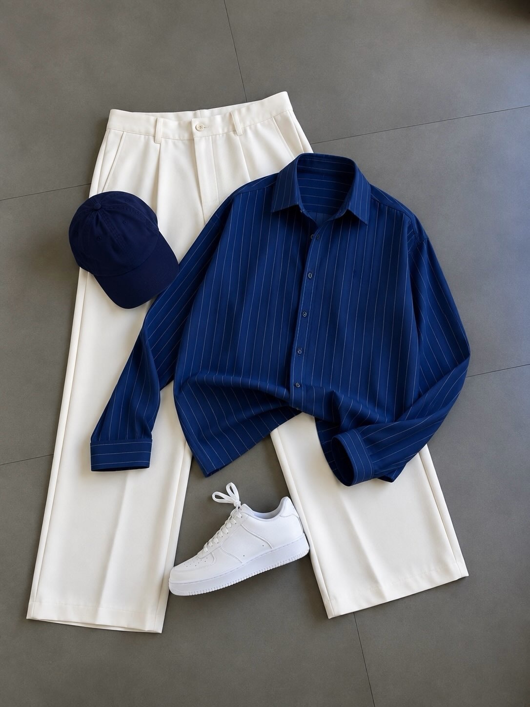 Men's Casual Striped Long Sleeve Shirt & Chino Pants 2‑Piece Matching Outfit Set, Multiple Colors Available
