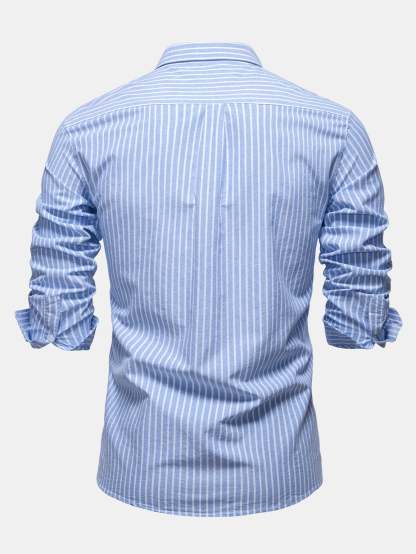 Cowboy Embroidery Cotton Stripe Shirt