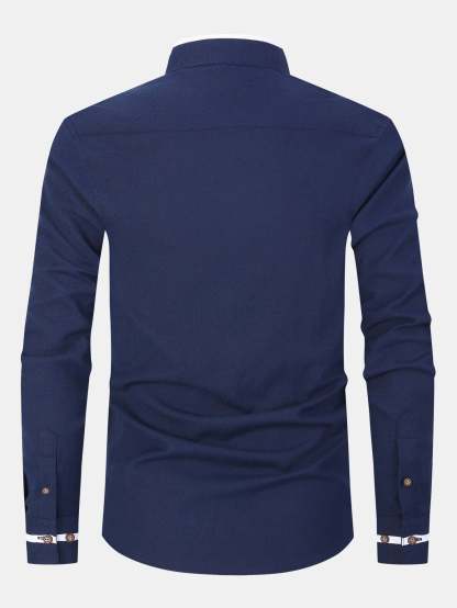 Long Sleeve Contrast Stand Collar Shirt