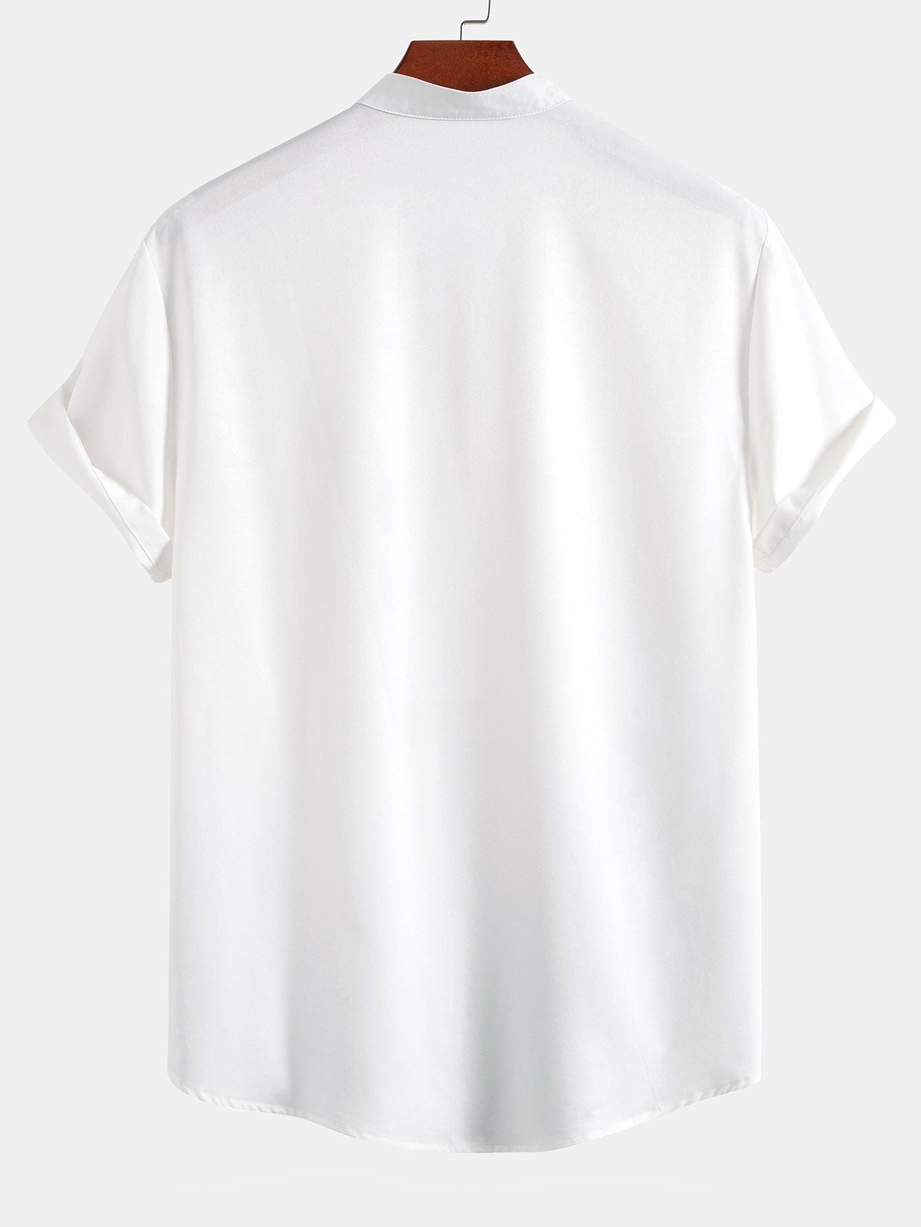 Ink Painting Stand Collar Shirt & Man Mid Length Drawstring Swim Shorts