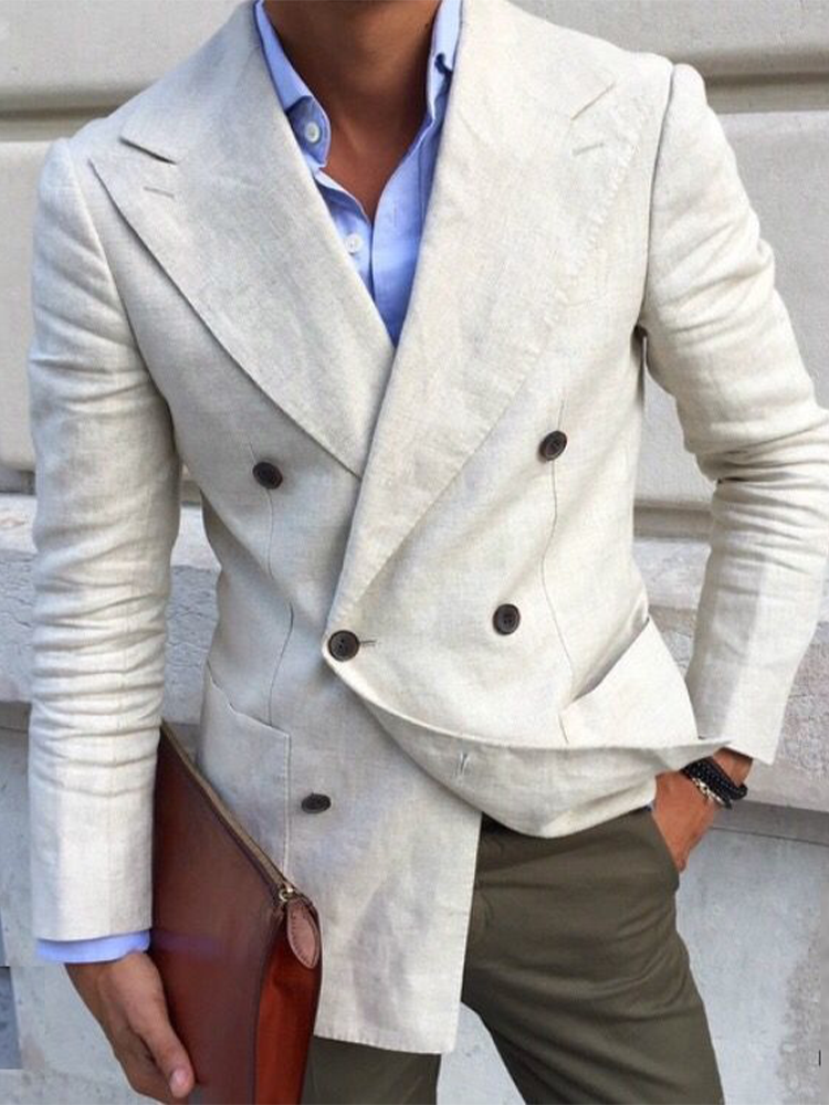 Men's White Two Pocket Blazer