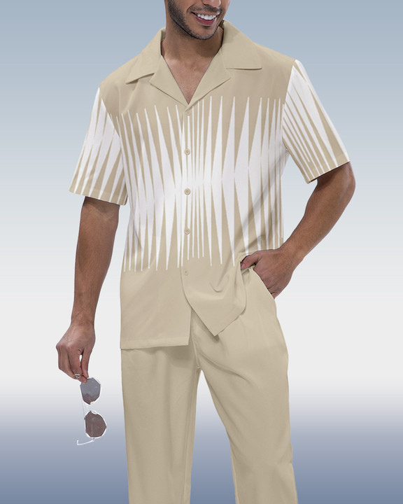 Men's Panel Print Short Sleeve Walking Suit