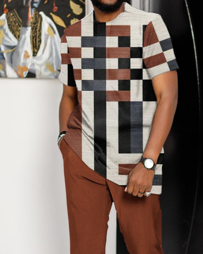 Men's Casual Colorblock Walking Suit