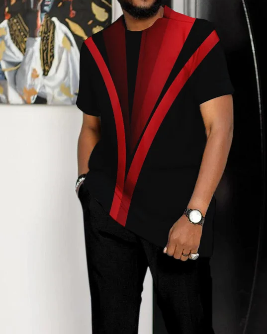 Men's Ombre Print Short Sleeve Suit