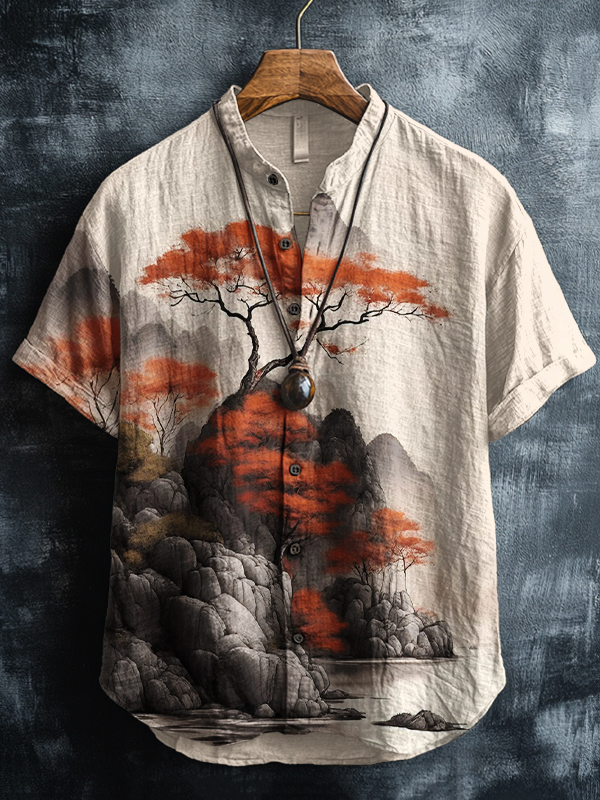 Men's Ink Art Print Short Sleeve Shirt
