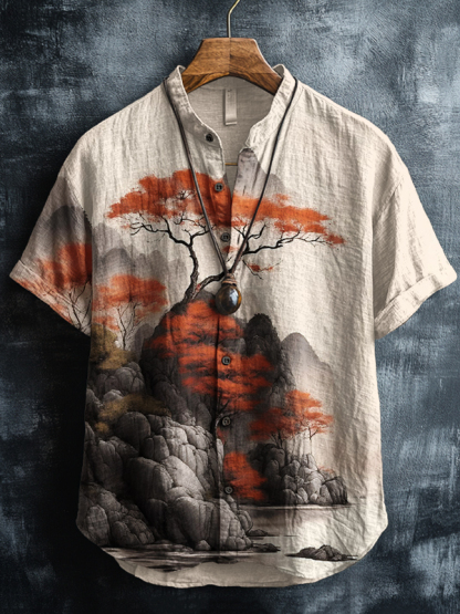 Men's Ink Art Print Short Sleeve Shirt