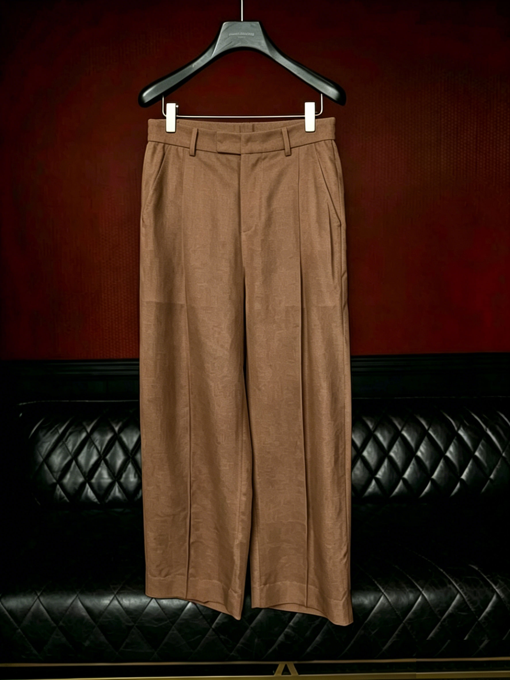 Premium Linen-Blend Mandarin Collar Suit-Coffee