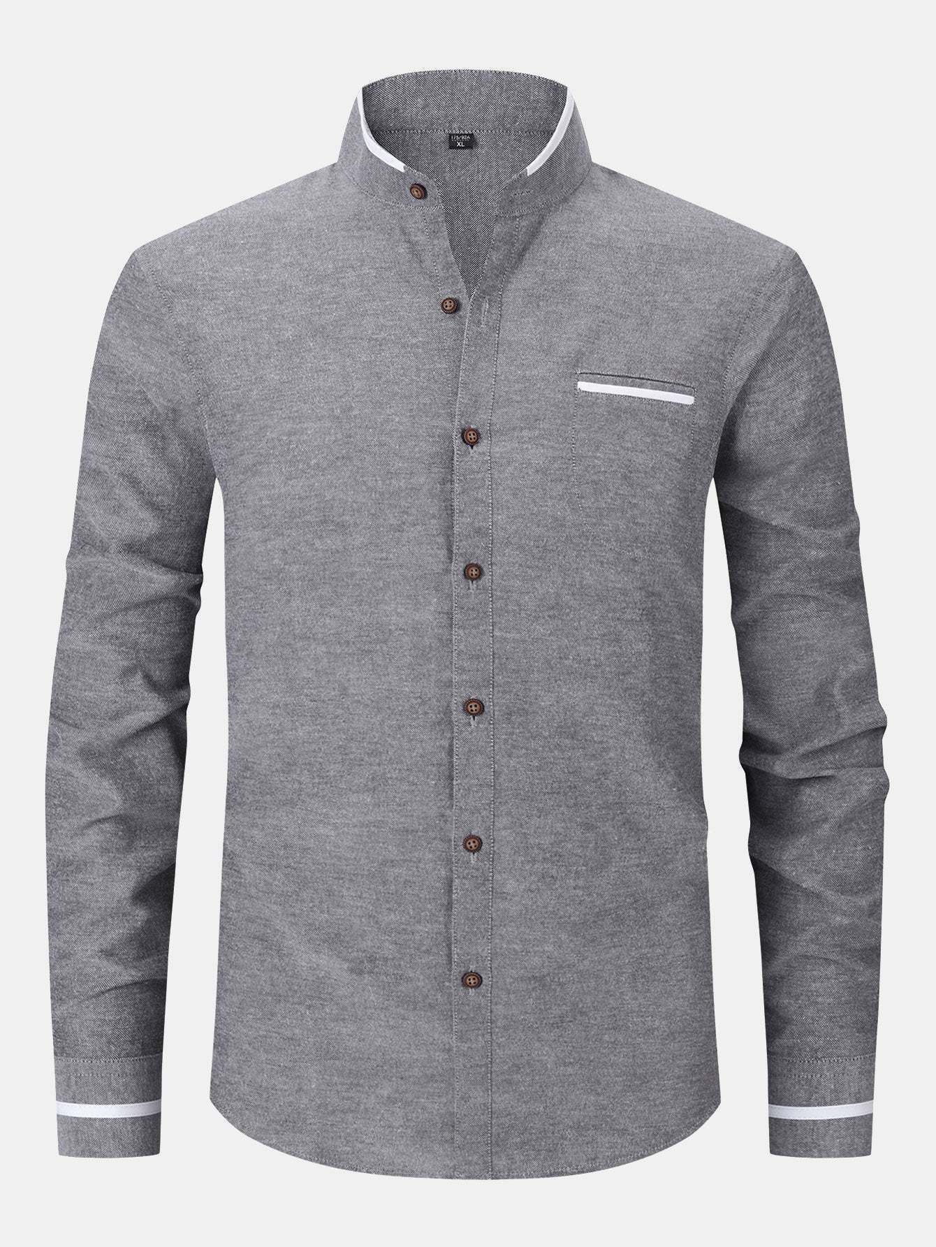 Long Sleeve Contrast Stand Collar Shirt