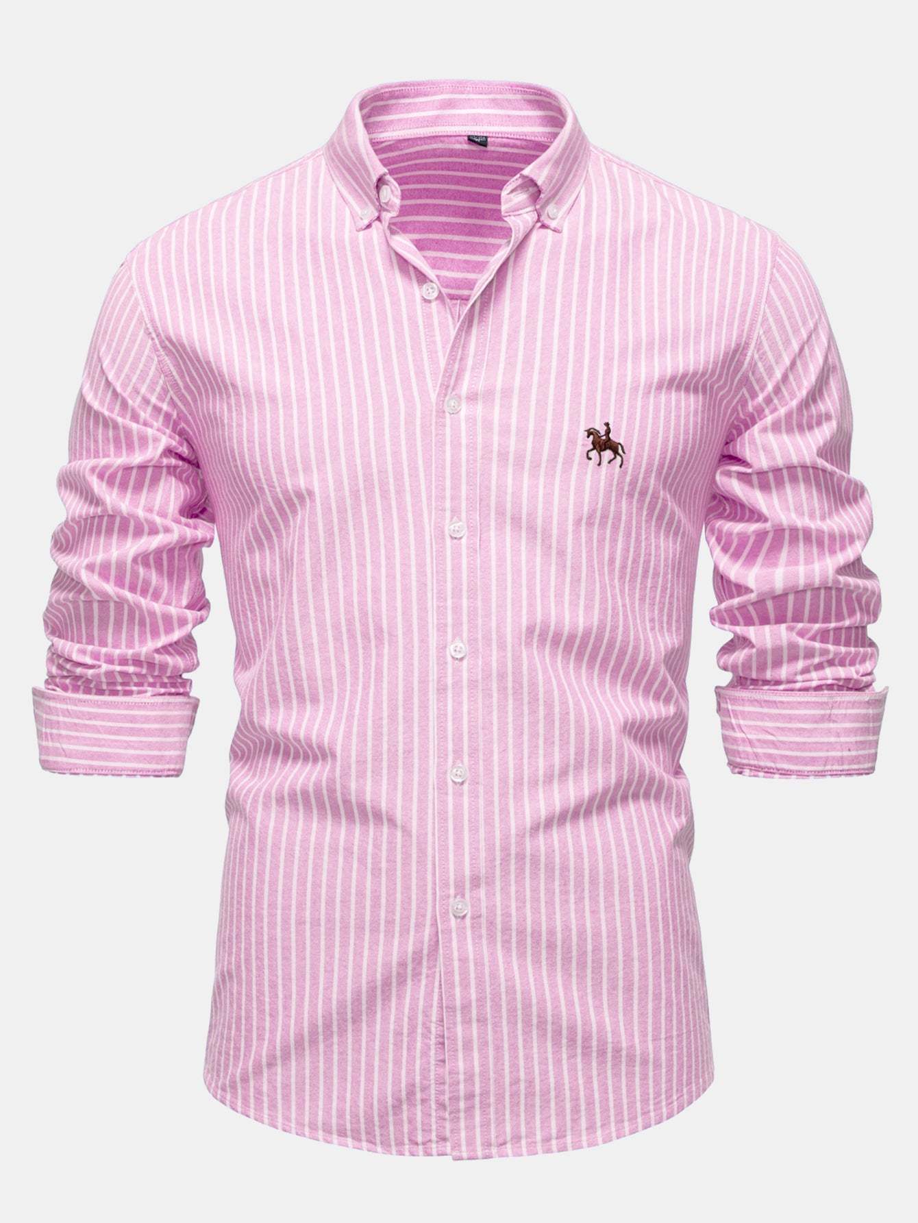 Cowboy Embroidery Cotton Stripe Shirt