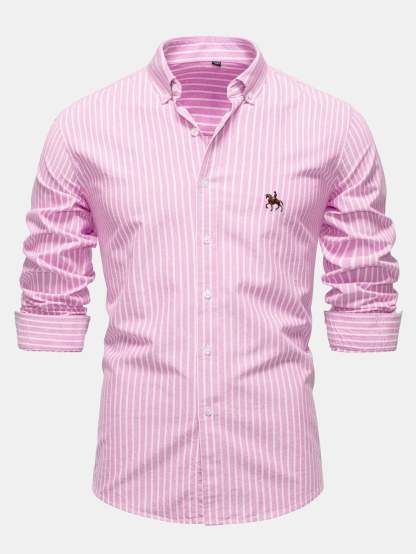 Cowboy Embroidery Cotton Stripe Shirt