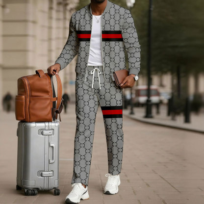 Men's Minimalist Color-Block Jacket Sports Jogging Set