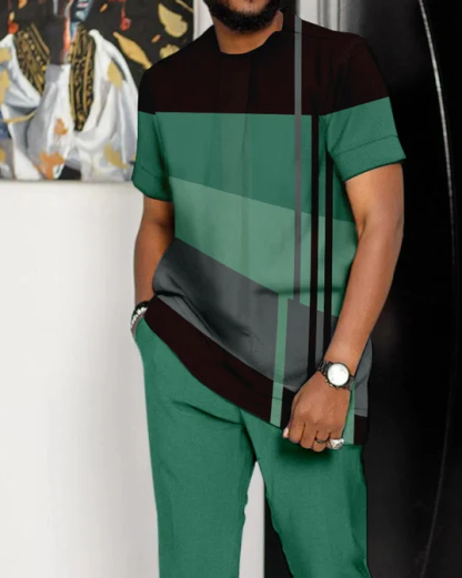 Men's Casual Colorblock Walking Suit